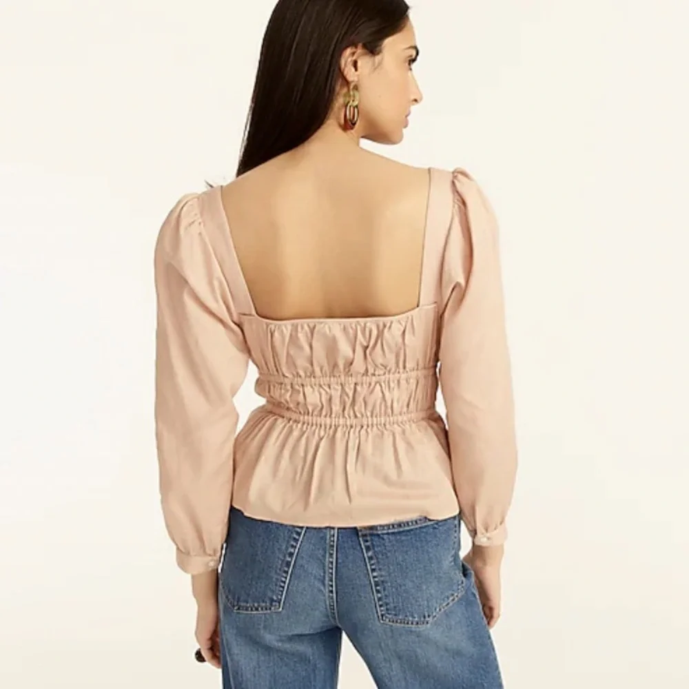 NWT J. Crew Women's Cinched-Waist Top‎ in Herringbone Cotton